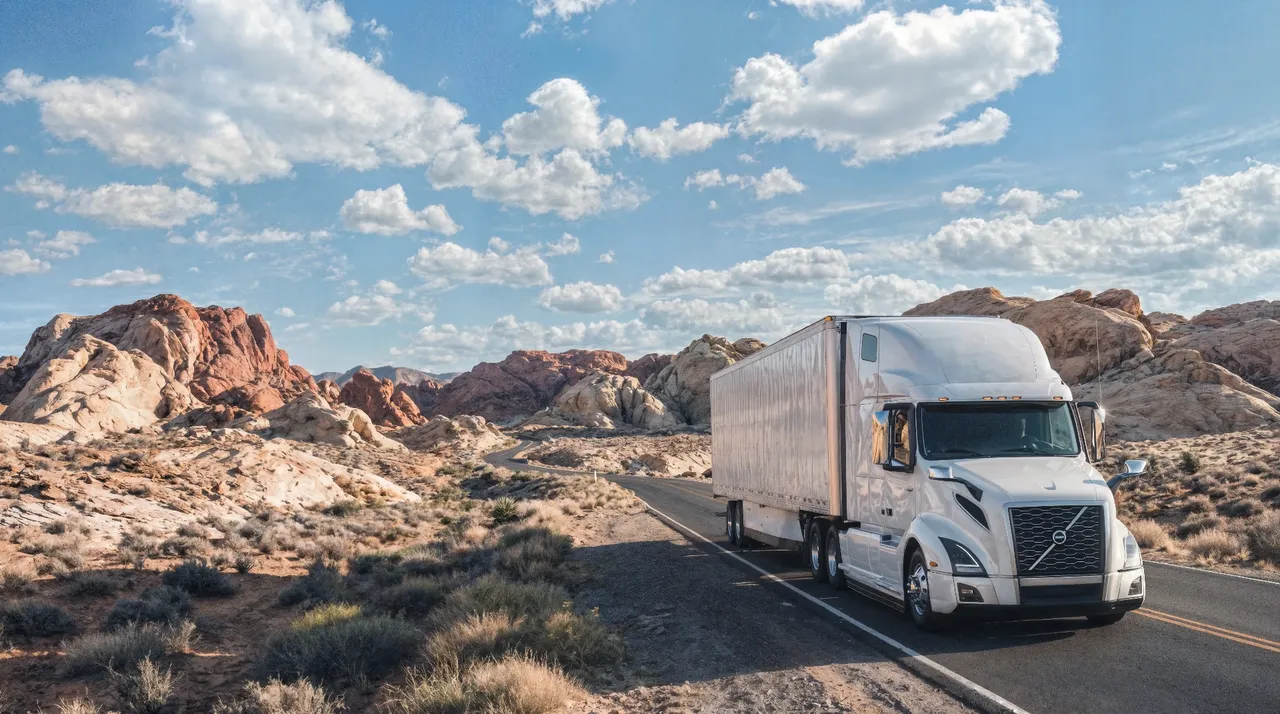 Professional semi-truck on highway
